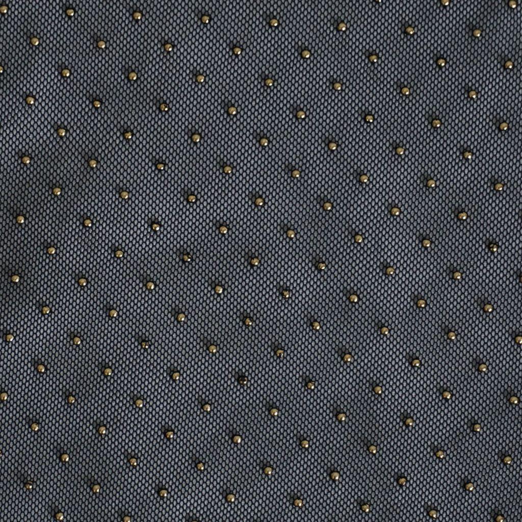 Feintüll mit goldenen Tropfen schwarz metallic